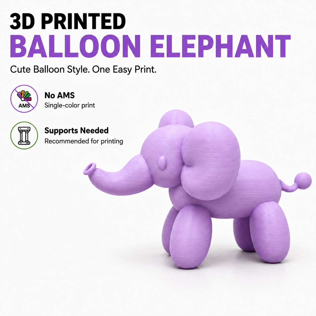 Balloon Elephant 3D printed model