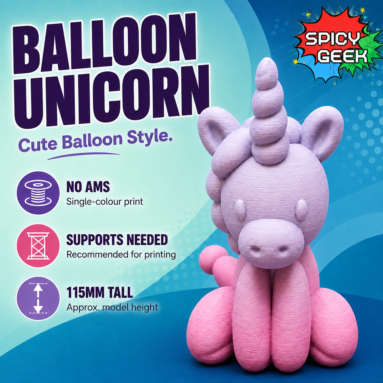 Balloon Unicorn 3D printed model