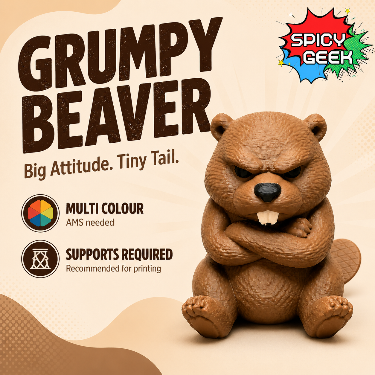 Grumpy Beaver 3D printed model