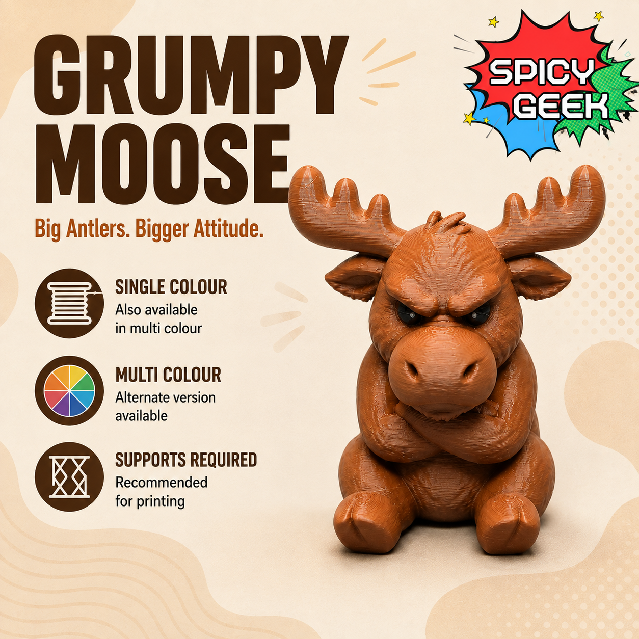 Grumpy Moose 3D printed model