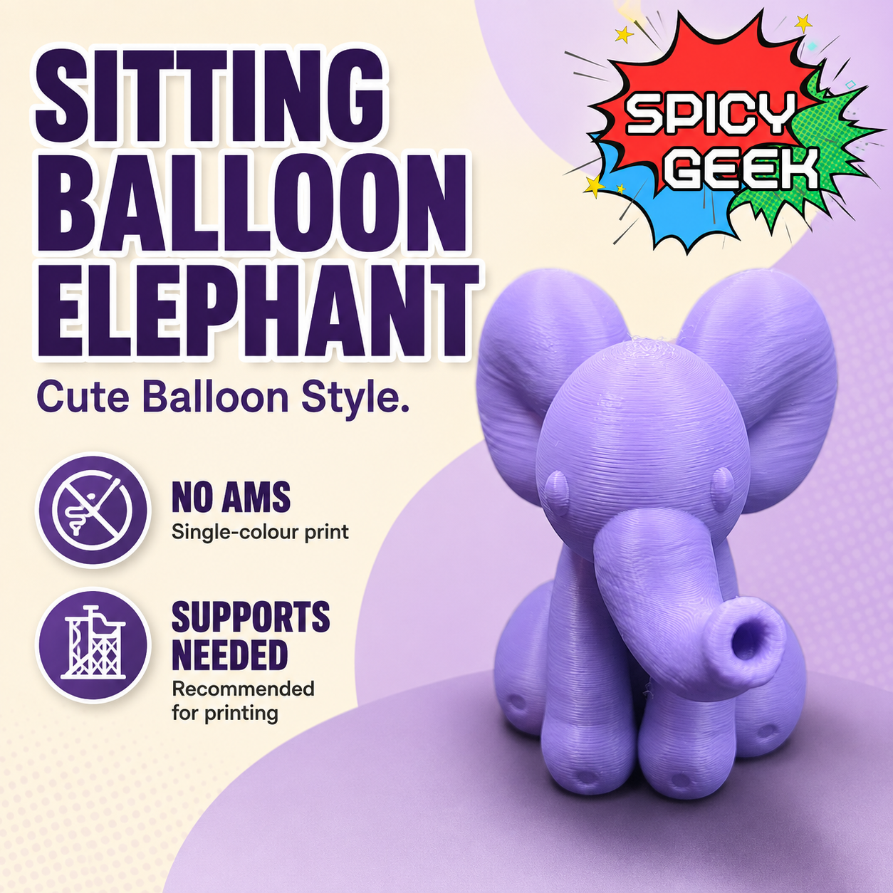 Sitting Balloon Elephant 3D printed model